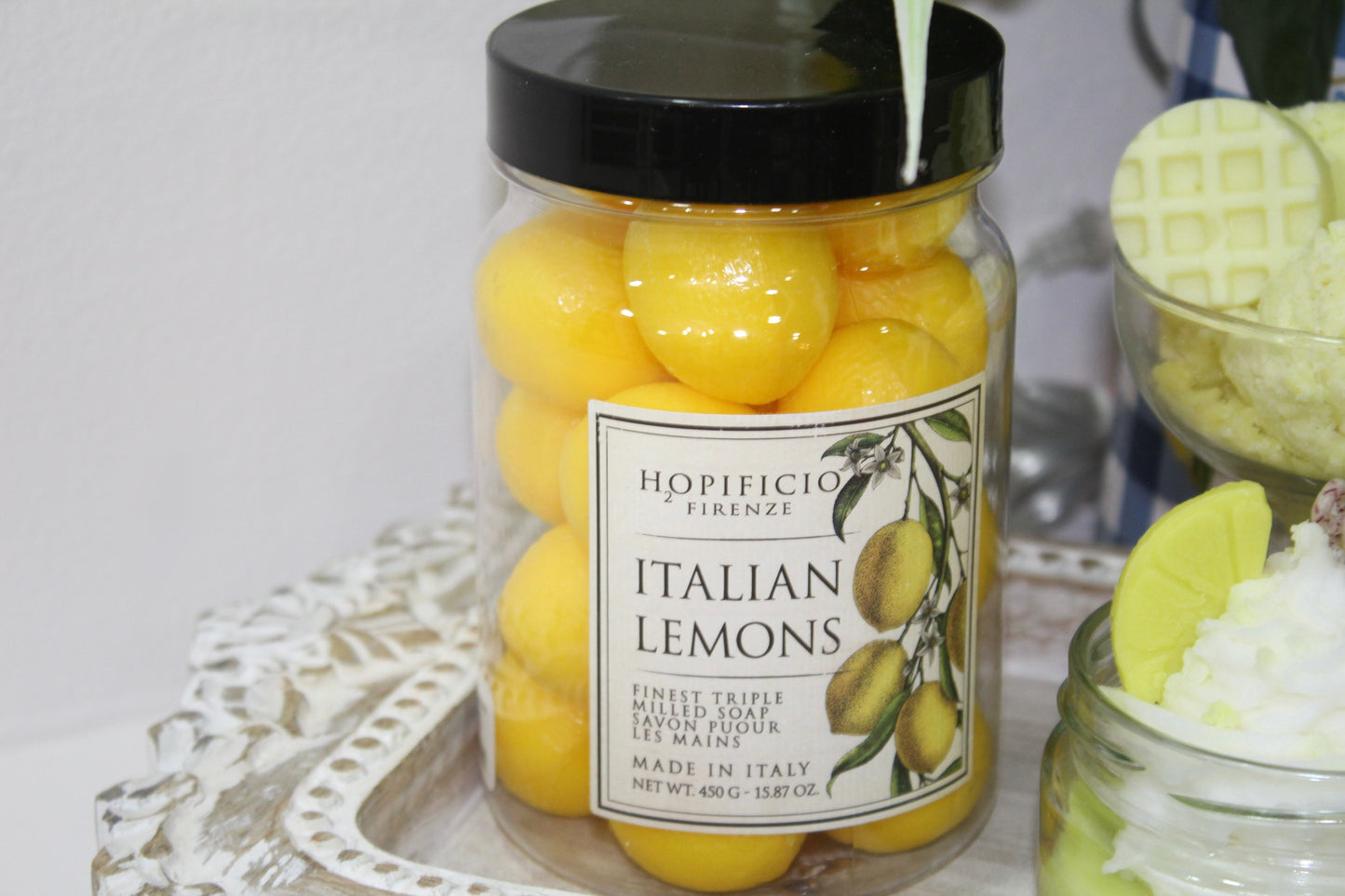 Frasco con Jabones de Mano en forma de Limón