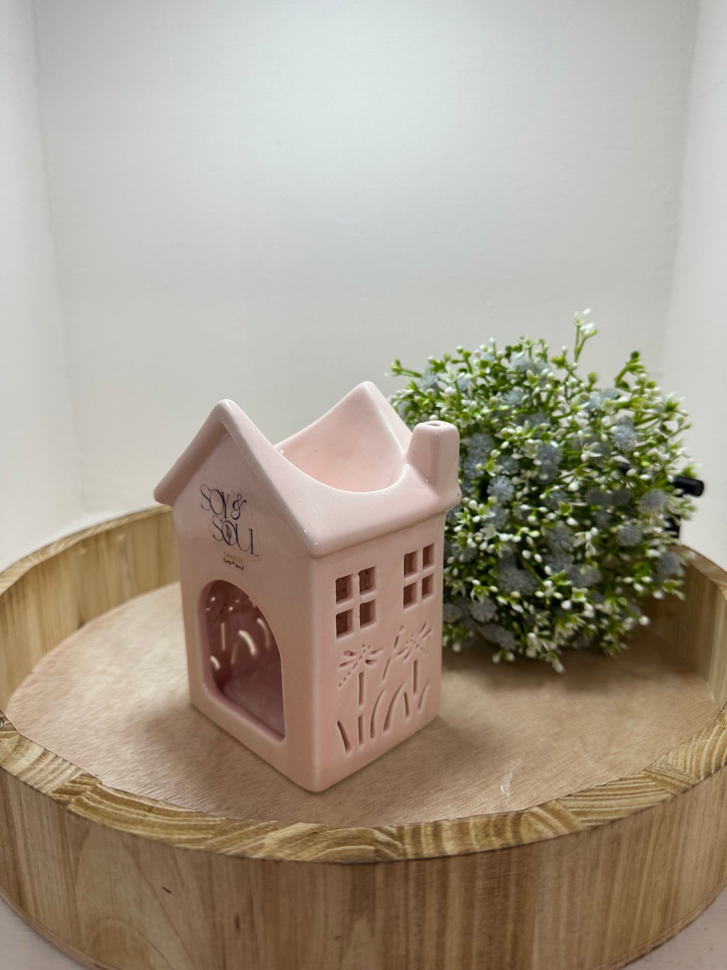 Calentador de cera  y aceites casita Rosa