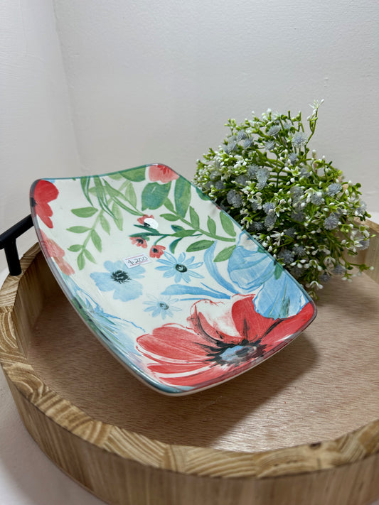 Plato hondo rectangular floral