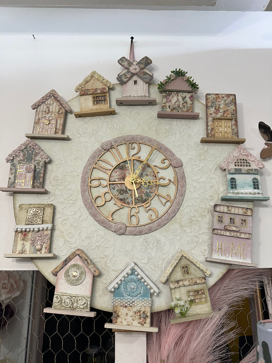 Reloj  vintage decoracion casitas