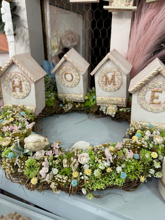 Corona de mesa  decorativa letras home  vintage