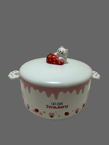 contenedor tipo olla de ceramica fresas