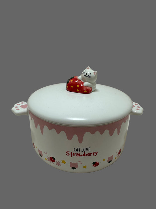 contenedor tipo olla de ceramica fresas