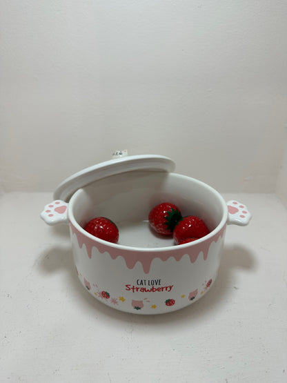 contenedor tipo olla de ceramica fresas