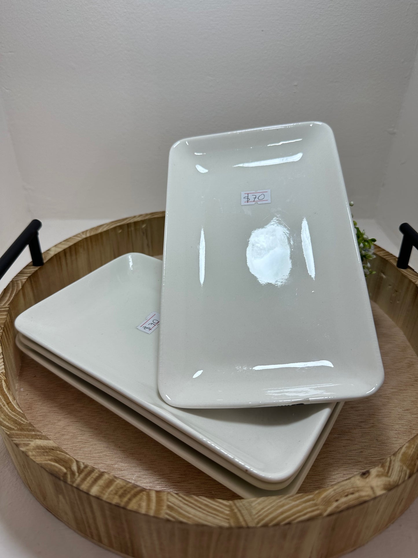 Plato rectangular blanco