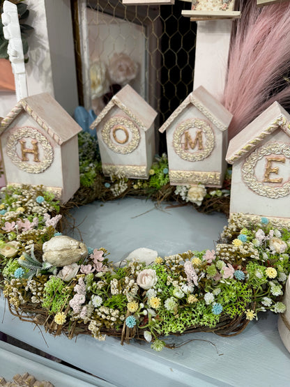 Corona de mesa  decorativa letras home  vintage