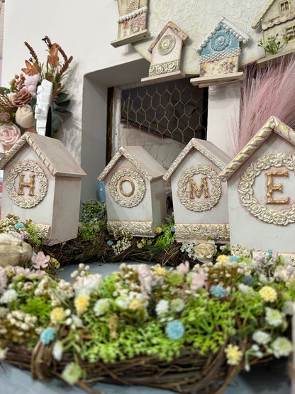 Corona de mesa  decorativa letras home  vintage