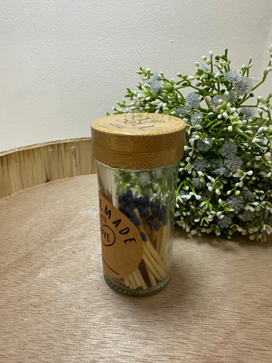 40 cerillos de madera contenedor de cristal