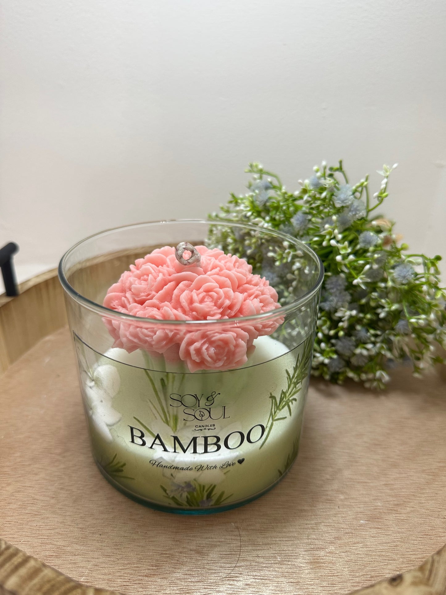 Vela Bamboo ramos de rosas